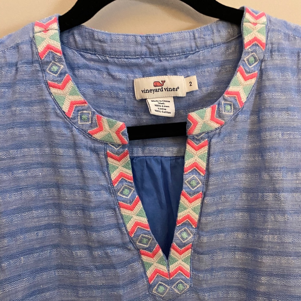 Vineyard Vines Linen Embroidered Sleeveless Dress - Picture 2 of 6